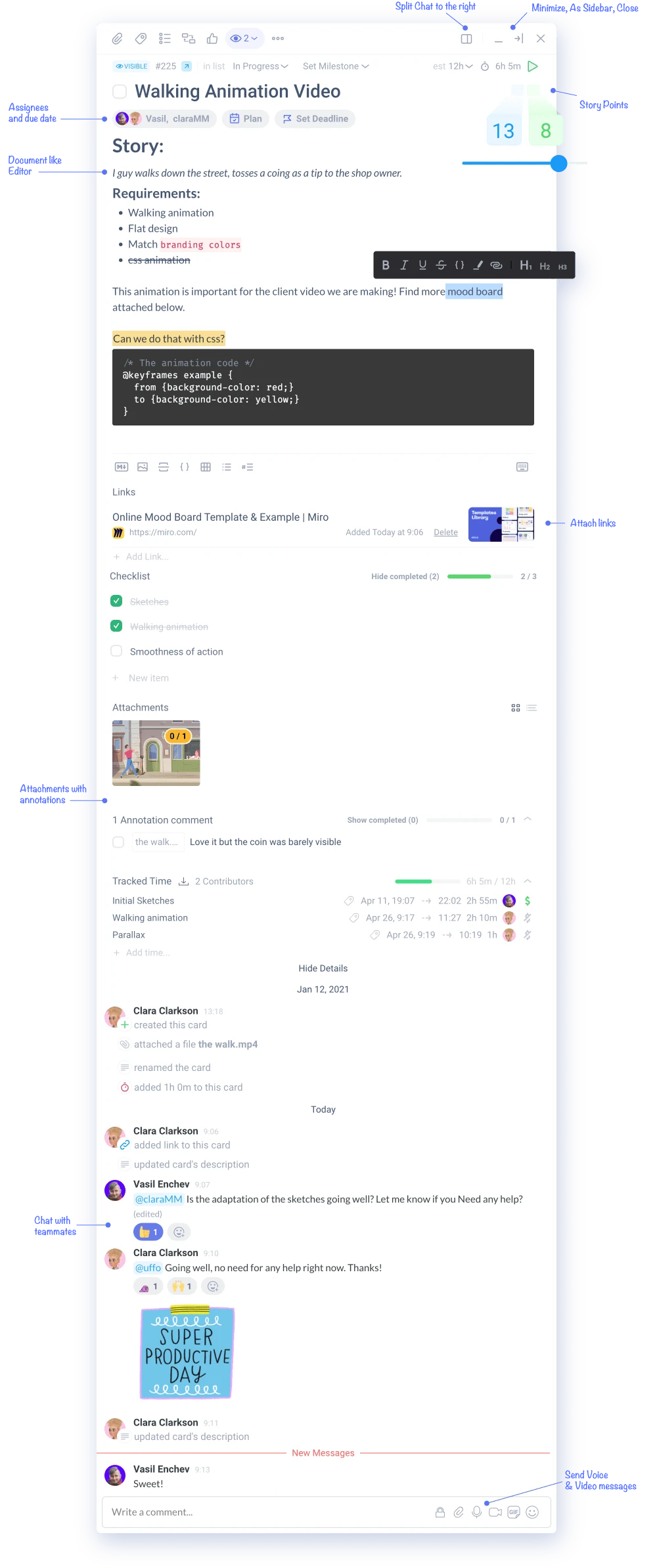 Task details view / Opened task