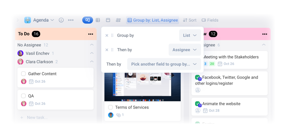 Real-time presence in projects and tasks
