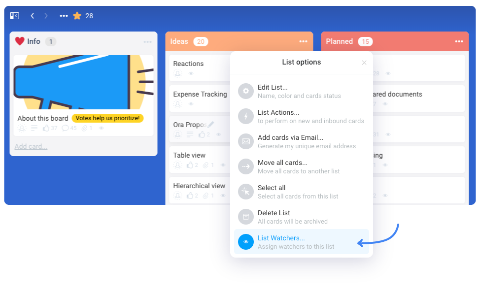 list watchers in Ora