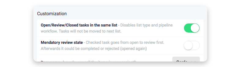 Open closed tasks in same list settings ora