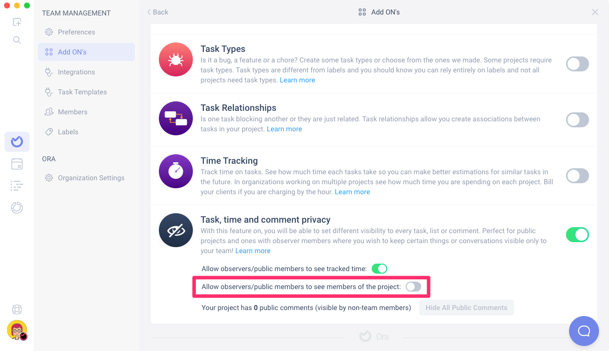 Hide all members from observers